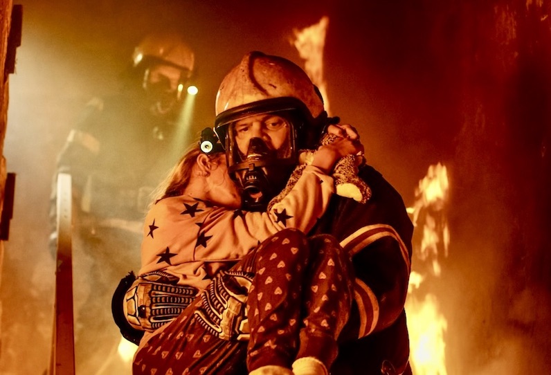 firefighter with child